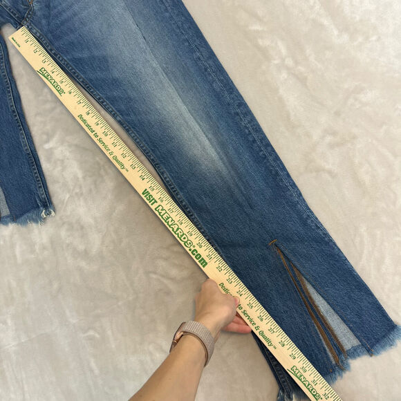 Revolve EB Denim Jeans Womens 26 Split Hem Button Fly Asymmetrical Retro USA NWT - Picture 4 of 14